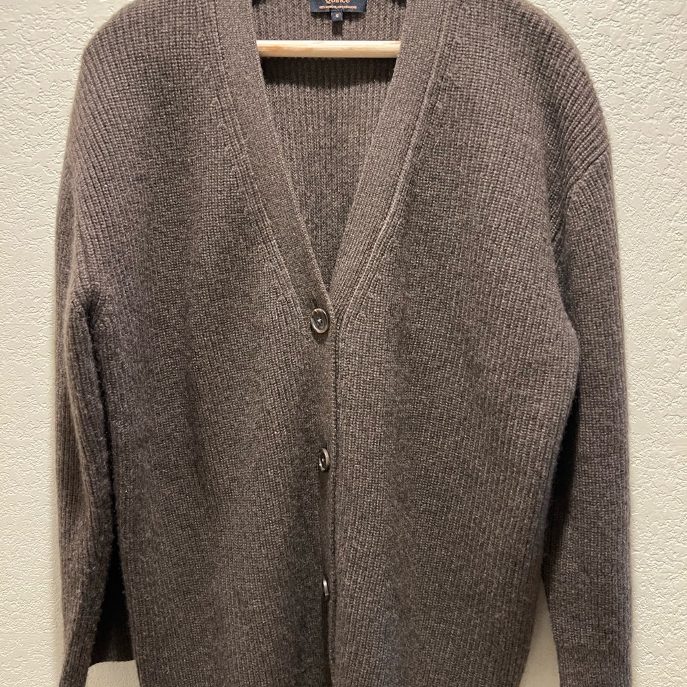 NWOT Quince Brown Mongolian Cashmere Oversized Boyfriend Cardigan Sweater Size S - Picture 7 of 12